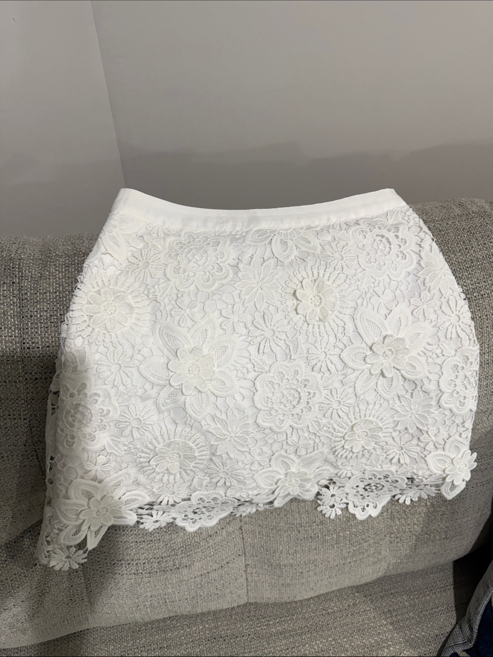 Topshop White Floral Lace Midi Skirt